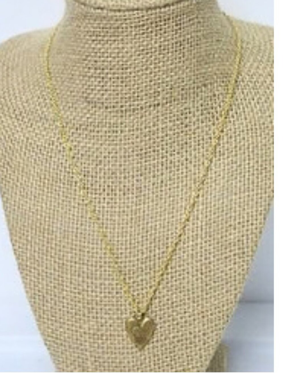 Gold Tone Heart Pendant Necklace Crown Monogram Design Estate Pendant New Chain